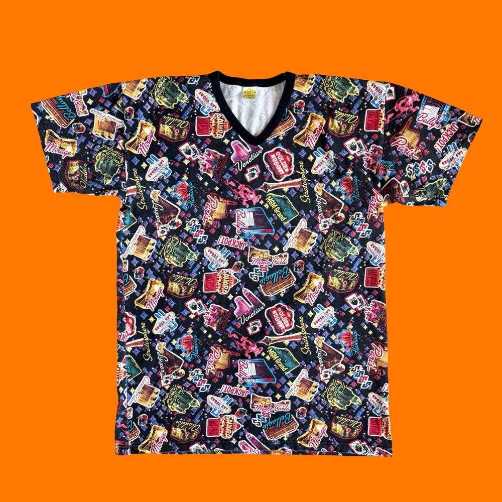 90's vintage vegas casino all over print novelty pajama y2k night shirt OSFM